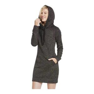 Fabletics Heathered Charcoal Grey Yukon Hooded Sweatshirt Tunic Dress Pockets XS